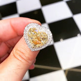 Yellow Diamond Sterling Silver Heart Cut Engagement Rings