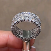 Full Diamond Baguette Cut Sterling Silver Wedding Bands