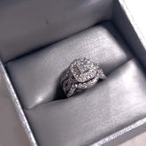 Luxurious Princess Cut Sterling Silver Wedding Sets