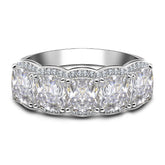 Elegance Cushion Cut Sterling Silver Wedding Bands