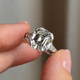 Exquisite Asscher Cut Sterling Silver Vintage Engagement Rings