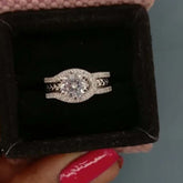 Unique Round Cut Sterling Silver Engagement Rings