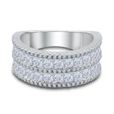 Irregular Princess Cut Sterling Silver Wedding Bands