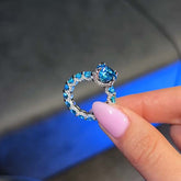 Sapphire Round Cut Sterling Silver Vintage Engagement Rings