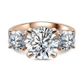 Three Stones Round Cut Sterling Silver Wedding Rings