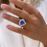 Central Tanzania Sterling Silver Heart Cut Engagement Rings