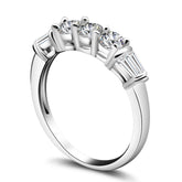 Chaste Round Cut Sterling Silver Wedding Bands