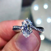 Interweaving Marquise Cut Sterling Silver Wedding Rings