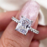 Classical Radiant Cut Sterling Silver Wedding Rings