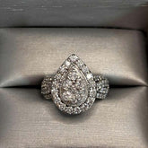 Brilliant Pear Cut Sterling Silver Halo Engagement Rings