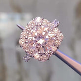 Luxurious Cushion Cut Sterling Silver Halo Engagement Rings