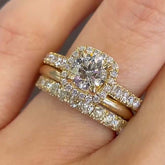 Three Piece Set Cushion Cut Wedding Sets