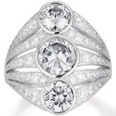 Three-Stone Round Cut Engagement Sterling Silver Rings