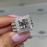 Luxury Princess Cut Sterling Silver Engagement Rings