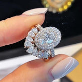 Elegant Oval Cut Sterling Silver Wedding Sets