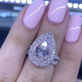 Double Halo Pear Cut Sterling Silver Wedding Sets