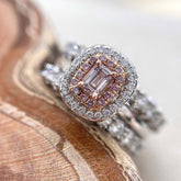 Double Halo Radiant Cut Sterling Silver Wedding Sets