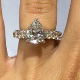 Brilliant Pear Cut Sterling Silver Wedding Rings