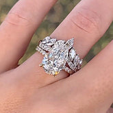 Elegant Pear Cut Sterling Silver Wedding Rings