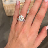 Classic Sterling Silver Emerald Cut Engagement Rings