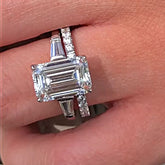 Emerald Cut Sterling Silver Classic Fashion Wedding Sets