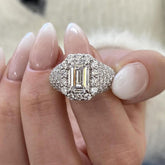 Dazzling Emerald Cut Sterling Silver Engagement Rings