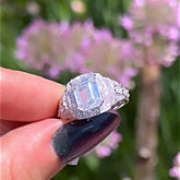 Vintage Emerald Cut Sterling Silver Engagement Rings