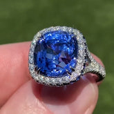 Sapphire Cushion Cut Sterling Silver Engagement Rings