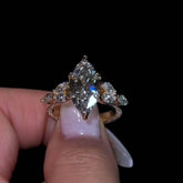 Exquisite Marquise Cut Sterling Silver Vintage Engagement Rings