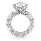 Three Sided Pave Cushion Cut Sterling Silver Engagement Rings