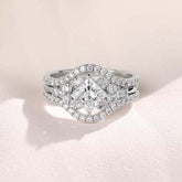 Elegant Princess Cut Sterling Silver Wedding Sets