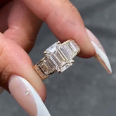 Retro Sterling Silver Emerald Cut Engagement Rings