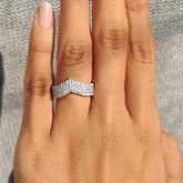 V-Shaped Diamond Sterling Silver Wedding Bands