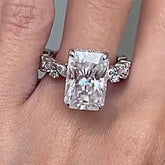 Gorgeous Radiant Cut Sterling Silver Wedding Rings