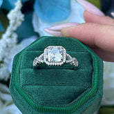 Interwoven Asscher Cut Sterling Silver Engagement Rings