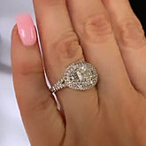 Surround Princess Cut Sterling Silver Engagement Rings