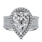 Luxury Pear Cut Sterling Silver Halo Engagement Rings
