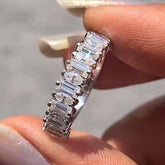 Double Diamond Cut Sterling Silver Wedding Bands