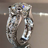 Hollow Round Cut Sterling Silver Engagement Rings