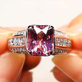 Purple Diamond Cushion Cut Sterling Silver Engagement Rings