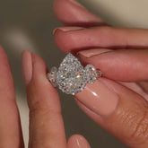 Luxurious Pear Cut Sterling Silver Halo Engagement Rings