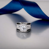 Luxurious Round Cut Sterling Silver Wedding Sets