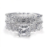 Brilliant Princess Cut Sterling Silver Wedding Sets