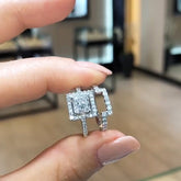 Unique Princess Cut Sterling Silver Wedding Sets