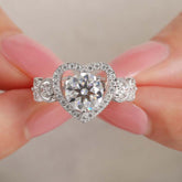 Hollow Design Round Cut Sterling Silver Wedding Rings