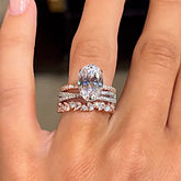 Two-tone Oval Cut Sterling Silver Wedding Sets