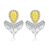1 CT Sterling Silver Yellow Zircon Crown Earrings for Women
