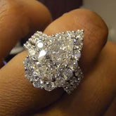 Pear Cut Halo Sterling Silver Stackable Rings