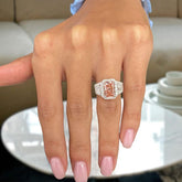 Pink Diamond Radiant Cut Sterling Silver Engagement Rings