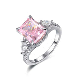 Pink Diamond Radiant Cut Sterling Silver Engagement Rings
